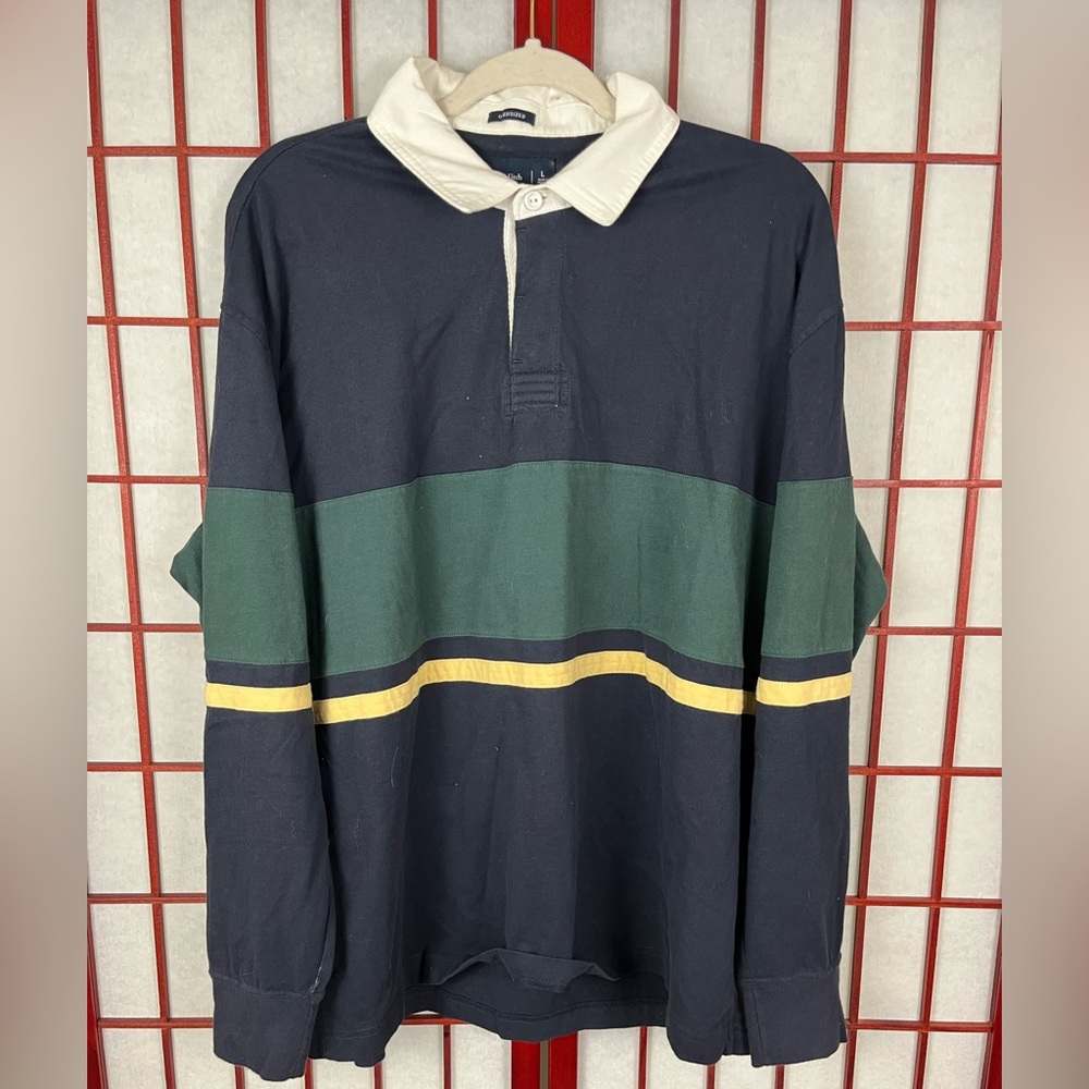 Abercrombie & Fitch Rugby Oversized Long Sleeve Polo Shirt
